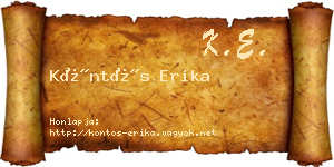 Köntös Erika névjegykártya